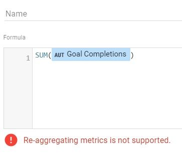 re-aggregating metrics is not supported warning in Looker studio